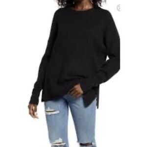 Treasure & Bond Crew Neck Sweater, So Soft, Wool Blend, Black, Size M Oversized